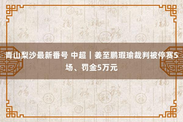 青山梨沙最新番号 中超｜姜至鹏瑕瑜裁判被停赛5场、罚金5万元