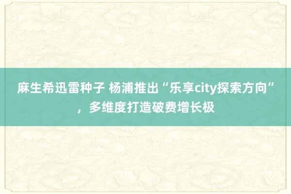 麻生希迅雷种子 杨浦推出“乐享city探索方向”，多维度打造破费增长极