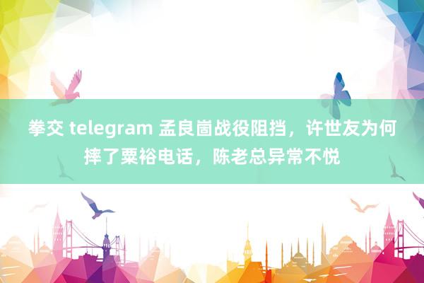 拳交 telegram 孟良崮战役阻挡，许世友为何摔了粟裕电话，陈老总异常不悦