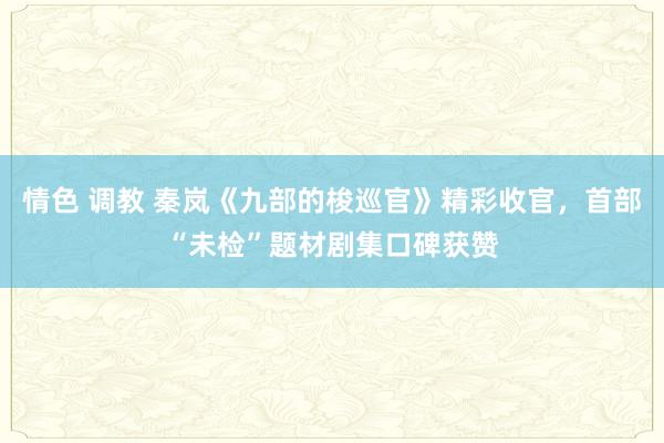 情色 调教 秦岚《九部的梭巡官》精彩收官，首部“未检”题材剧集口碑获赞