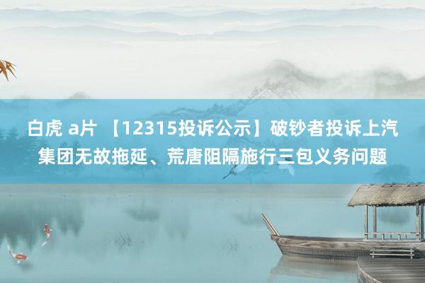 白虎 a片 【12315投诉公示】破钞者投诉上汽集团无故拖延、荒唐阻隔施行三包义务问题